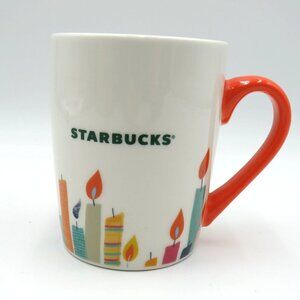 Starbucks‎ Birthday 10 Oz Ceramic Mug Candle Design Orange Handle 2020